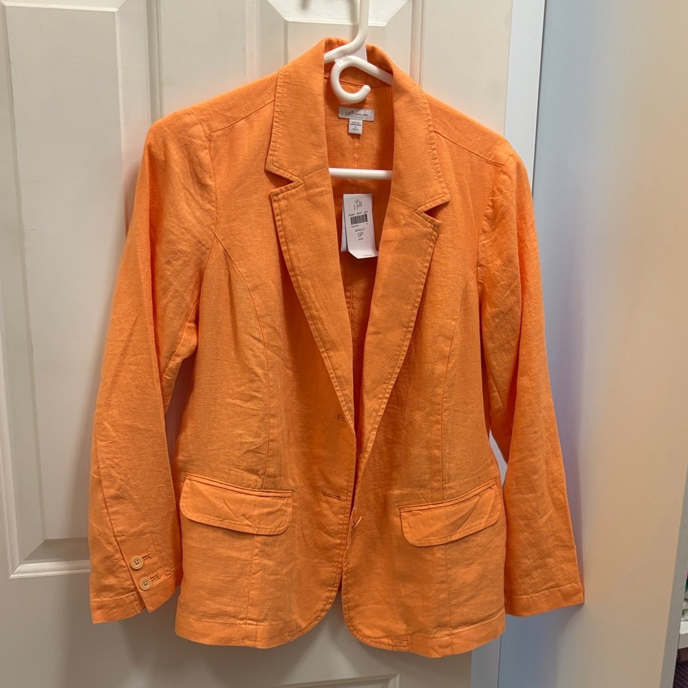 JJILL Women's linen Orange Blazer
